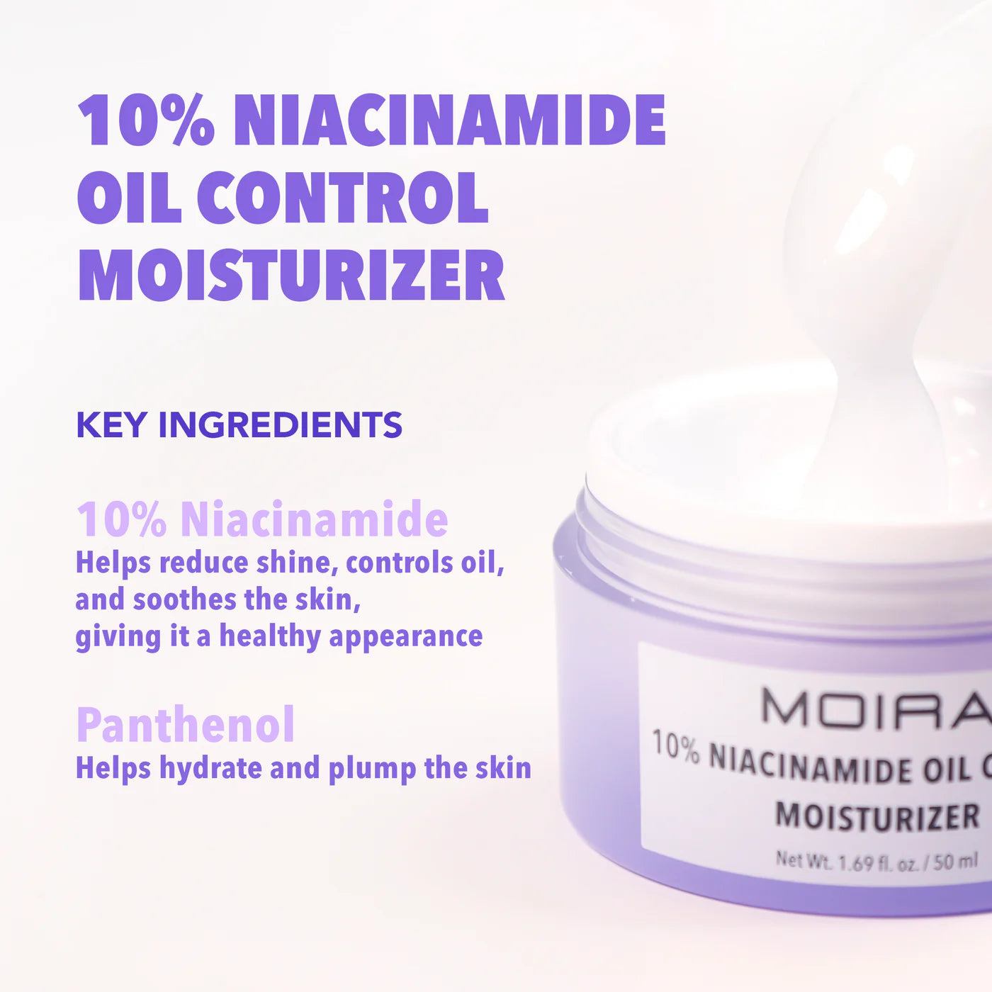 MOIRA - Crème Hydratante Régulatrice de Sébum à 10 % de Niacinamide